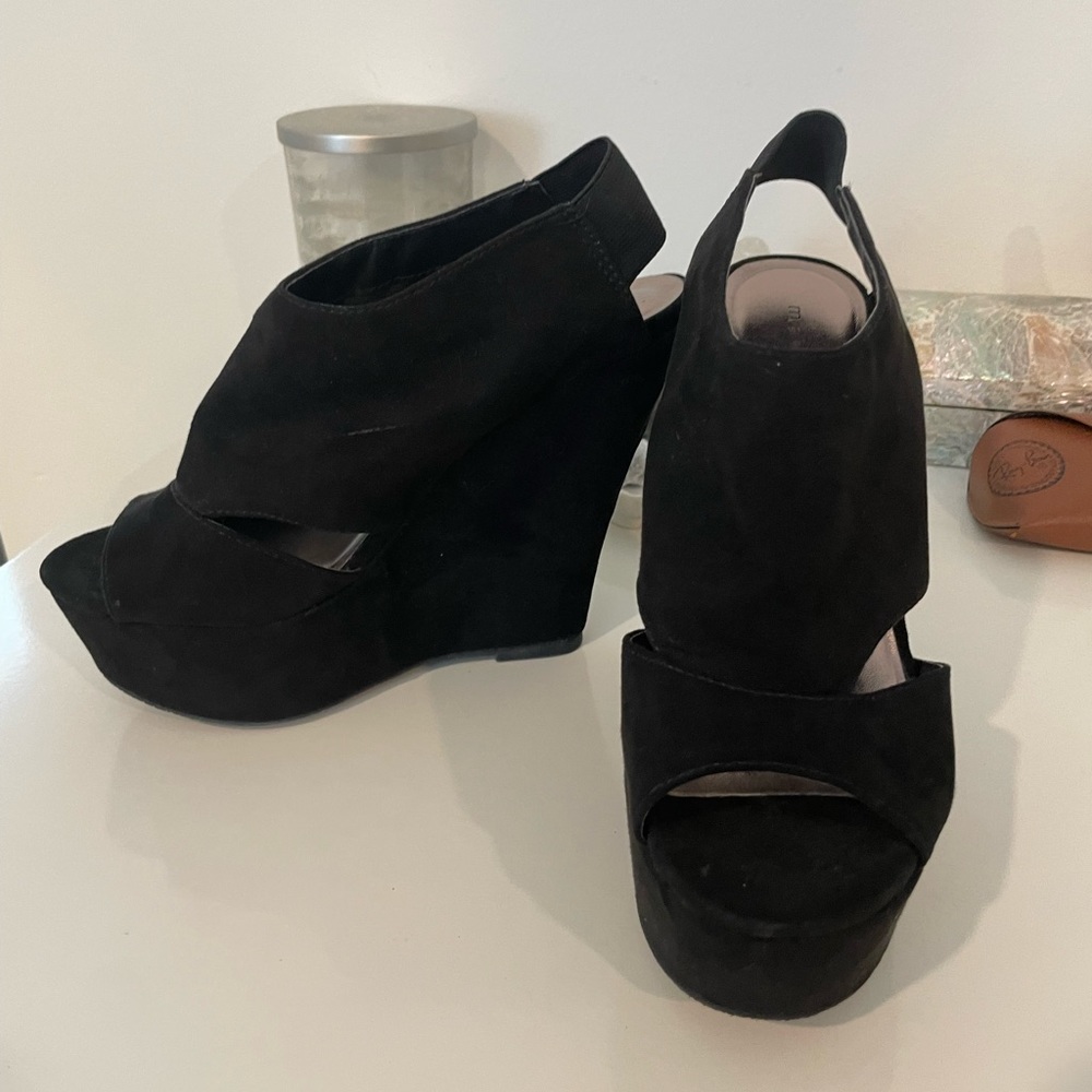 Black Suede Madden Girl Wedges